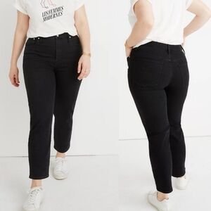 Madewell Classic Straight Jeans Capri Pants in Lunar Wash Black Denim W37 Petite